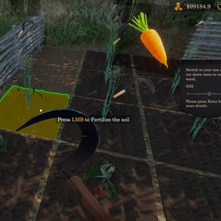 Real gameplay screenshot: medieval farm plot with the in-game objective tracker visible